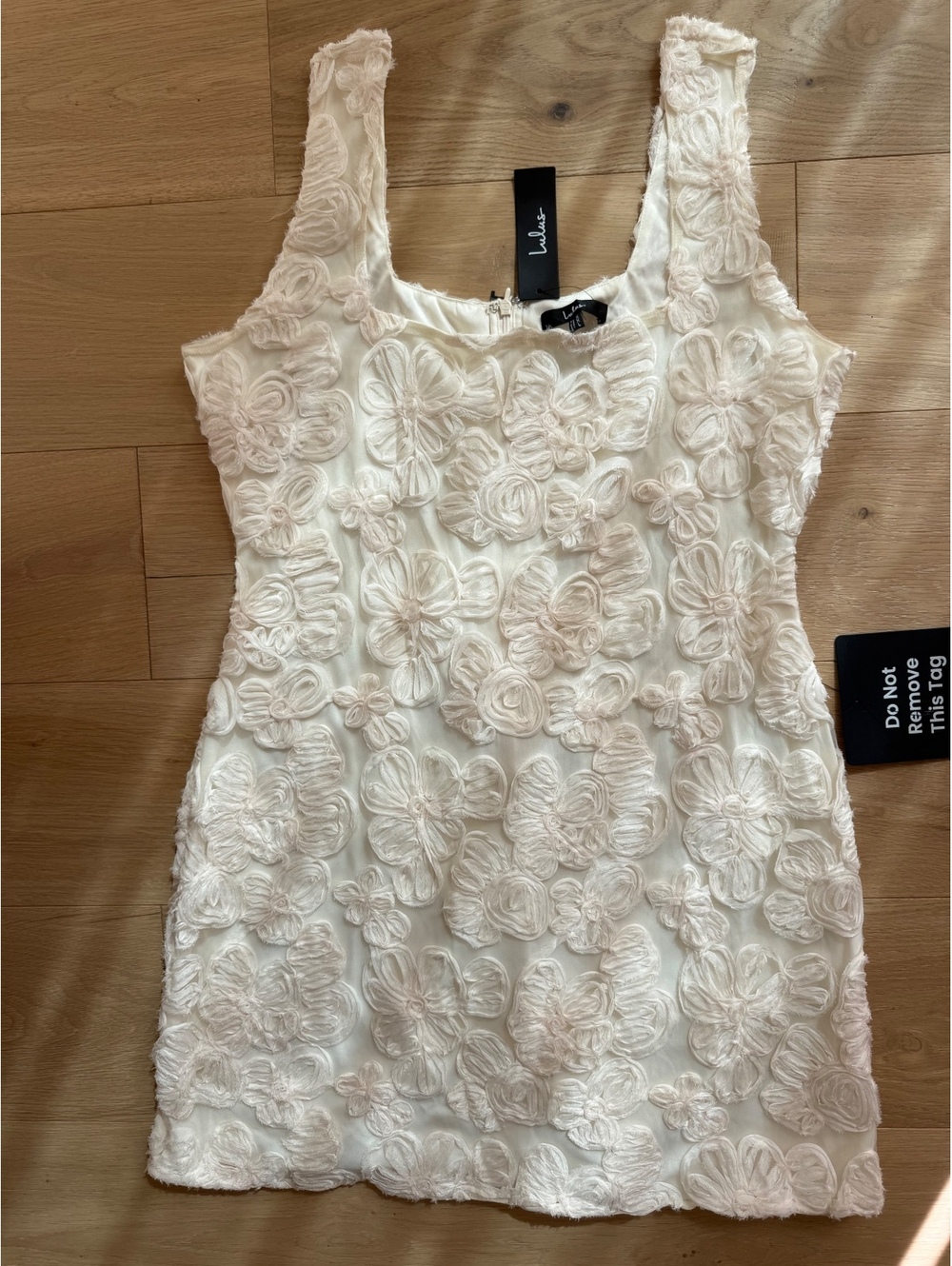NWT Lulus Evara Ivory Floral Applique A-Line Mini Dress XXL Bridal